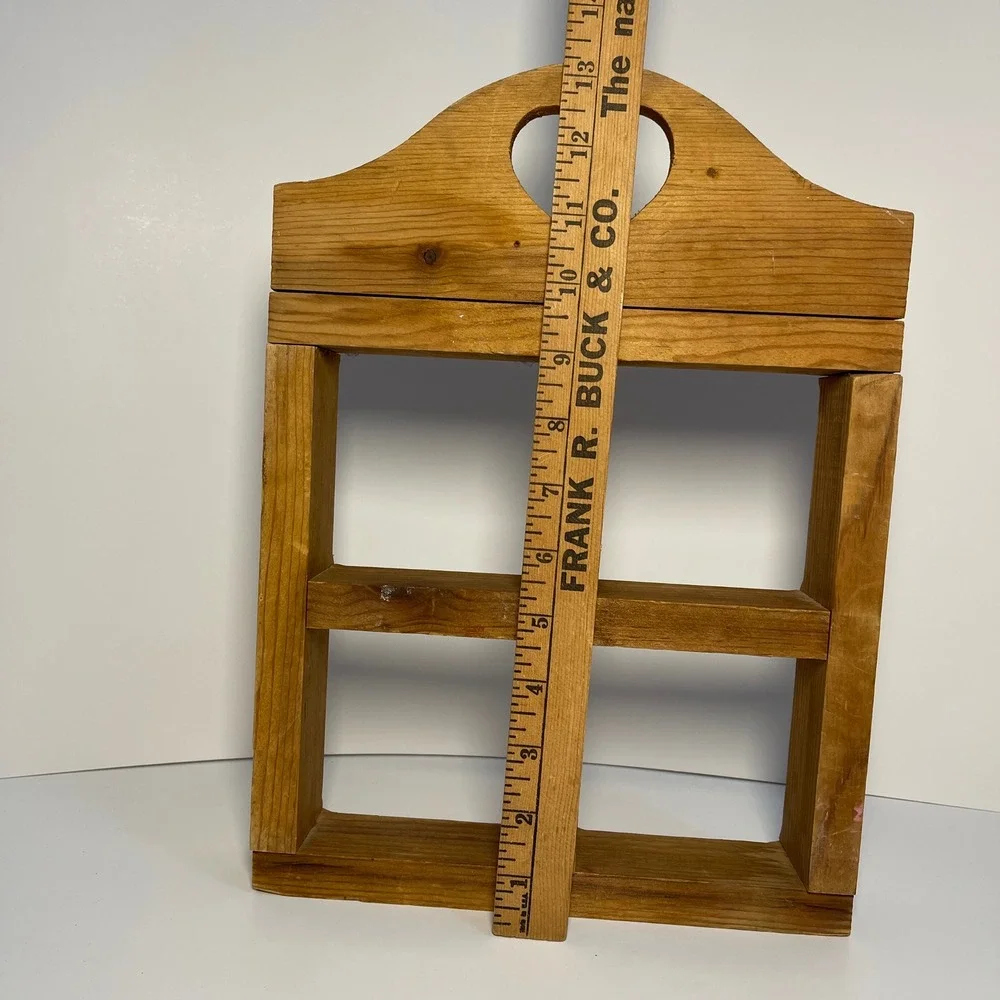 Vintage Handmade Wooden Heart Cutout Wall Shelf Shadow Box Cubby Brown Country